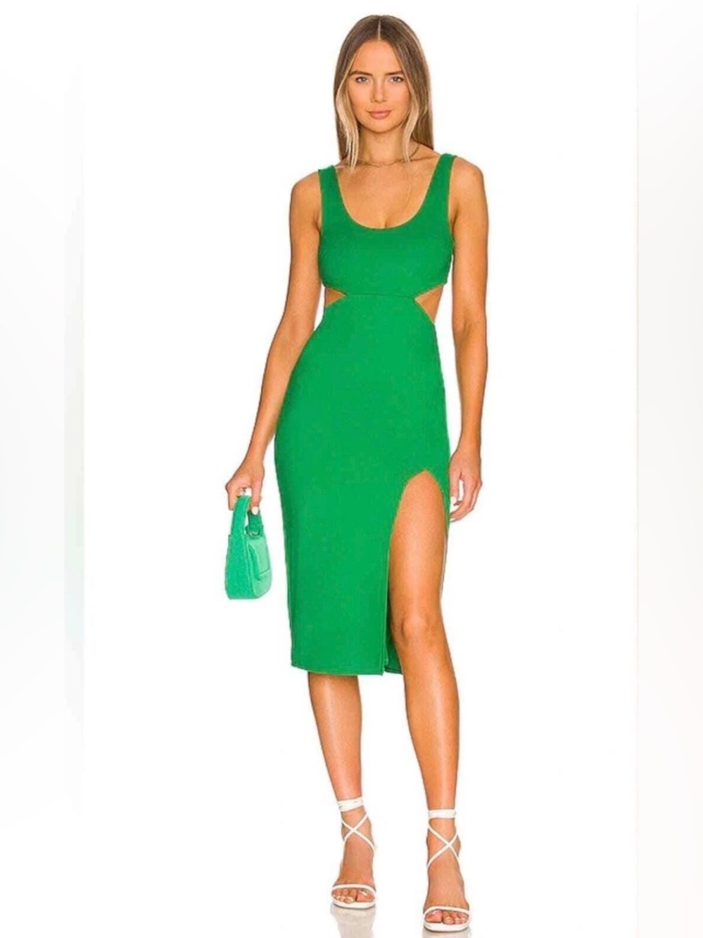 Lovers + Friends Titus Emerald Green Cutout Midi Dress